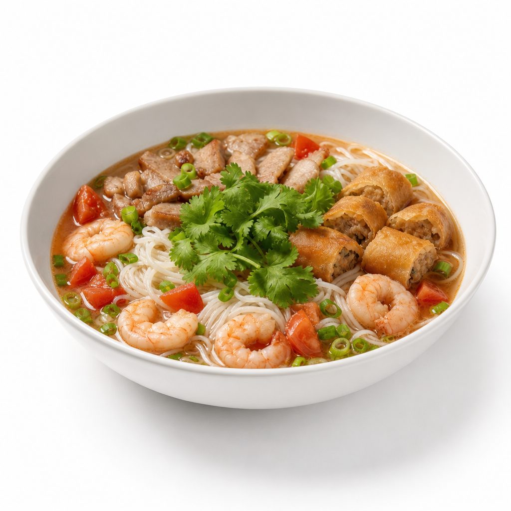 37. Bún Đặc Biệt / Rice Noodle w/Egg Rolls, Shrimp & Grilled Pork.