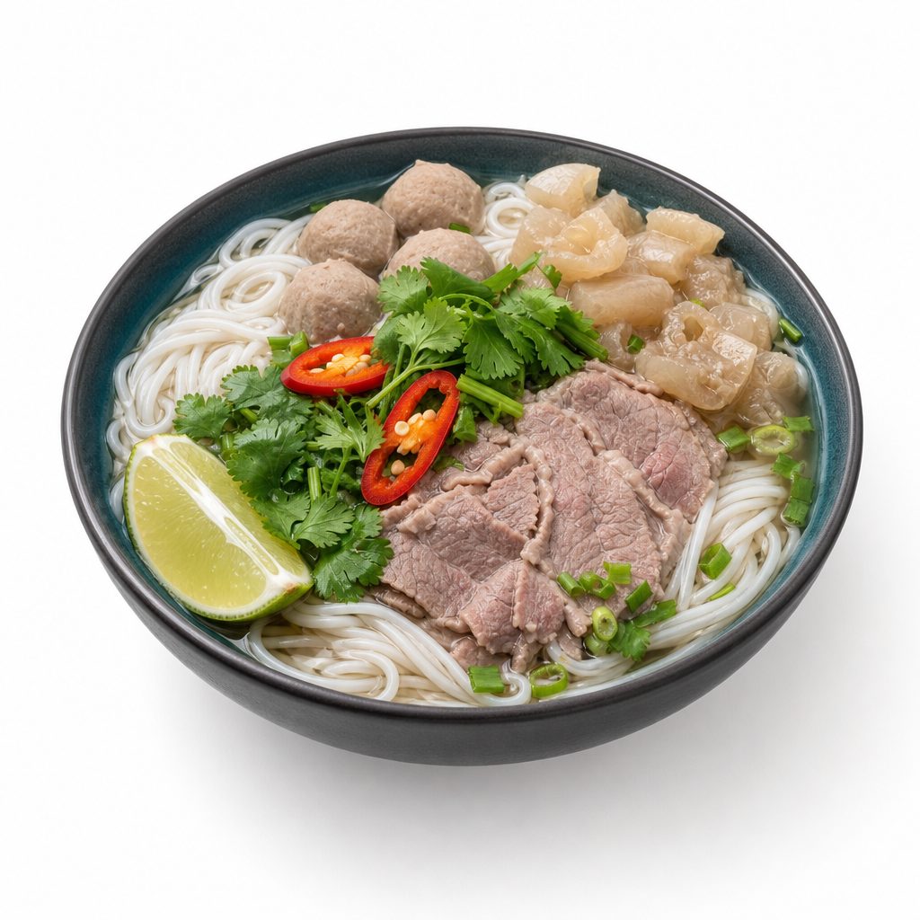 4. Tái,Bò viên, Gân / Rare Steak, Flank & Tendon.