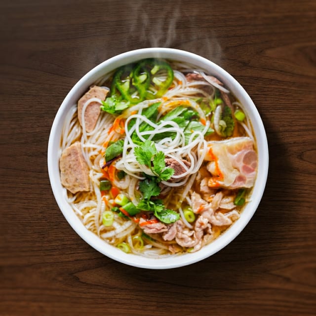 1. Đặc Biệt Phở Shop (Special Phở) / Rare Steak, Flank, Brisket, Tendon, Tripe, Beef Ball & Shrimp.